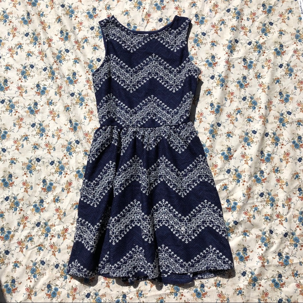 Blue and Gold Lace Dress